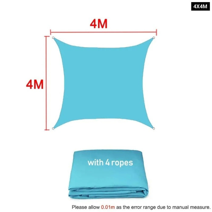 Waterproof Skyblue Square Rectangle Shade Sail Garden Terrace Canopy Swimming Sun Shade Sail Awning 420D