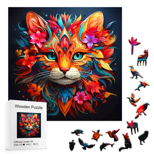 Flower Cat Wooden Puzzle