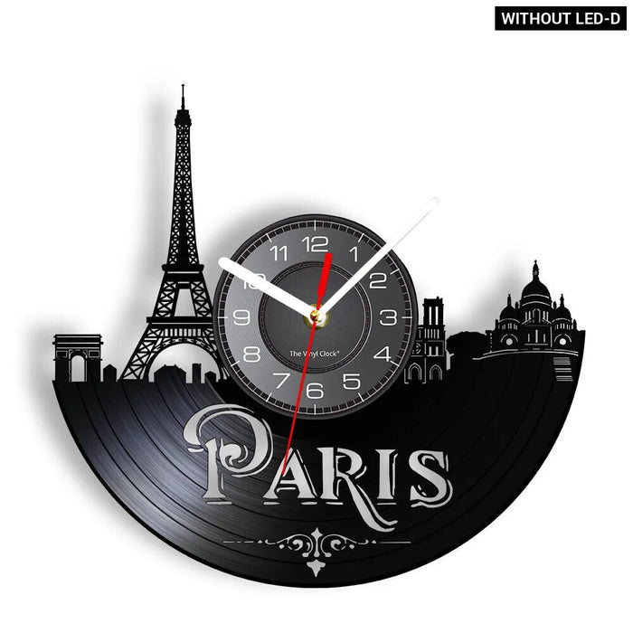 Paris Skyline Vinyl Record Wall Clock