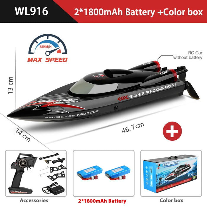 High Speed Brushless Rc Boat 55km/h 2.4g Electric Racing Water Kids