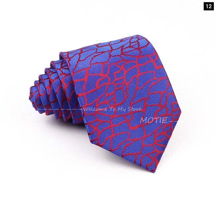 Floral Polyester Printed Necktie Purple Blue For Weddings