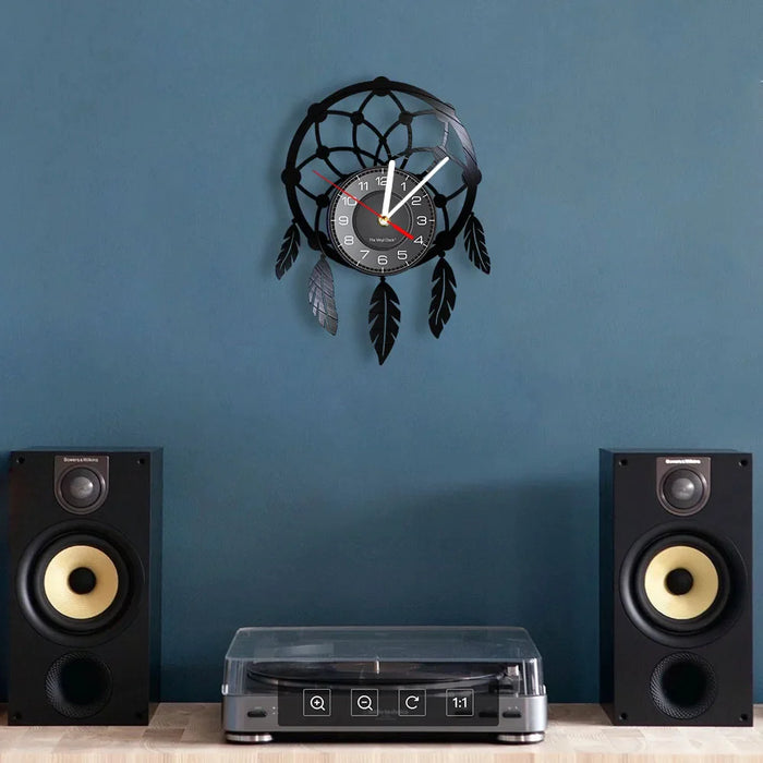 Boho Dreamcatcher Vinyl Record Wall Clock