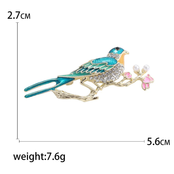 Blue Bird Enamel Pin Romantic Branch Badge For Clothing