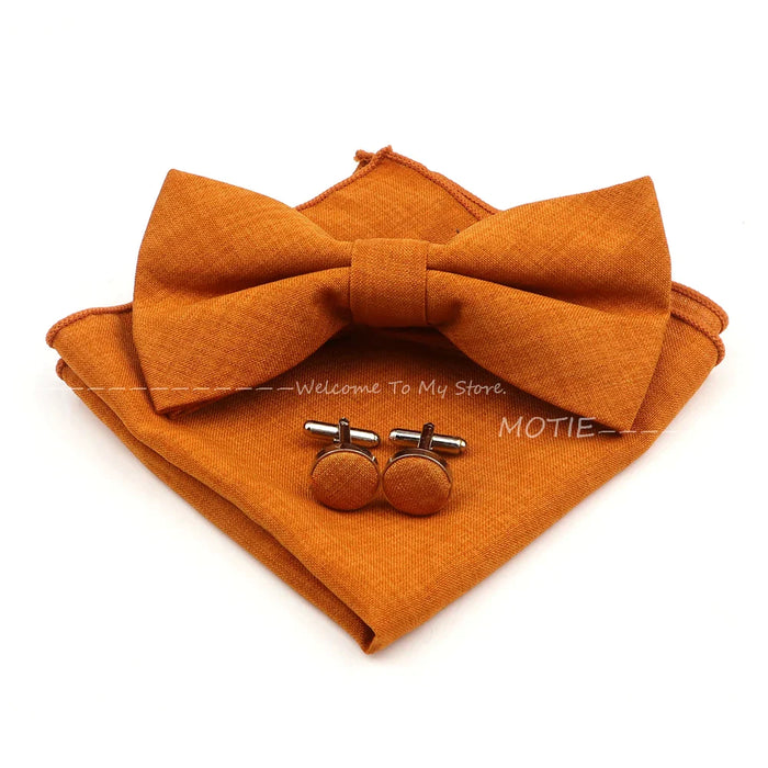 Design Cotton Handkerchief Set Adult And Kids Butterfly Bowtie Cufflink Brooch Party Suit Accessories