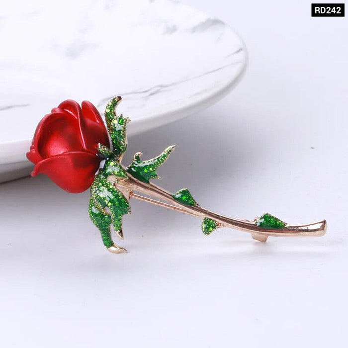 Romantic Rose Enamel Brooch Womens Korean Fashion Pin