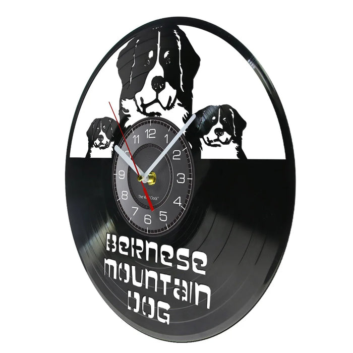 Berner Sennenhund Vinyl Record Wall Clock With Led Night Light