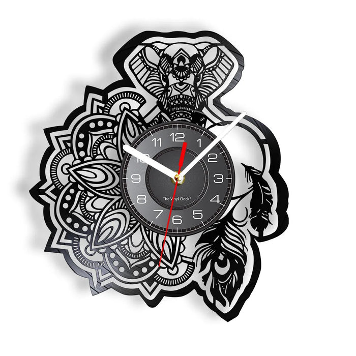 Floral Elephant Vinyl Record Wall Clock