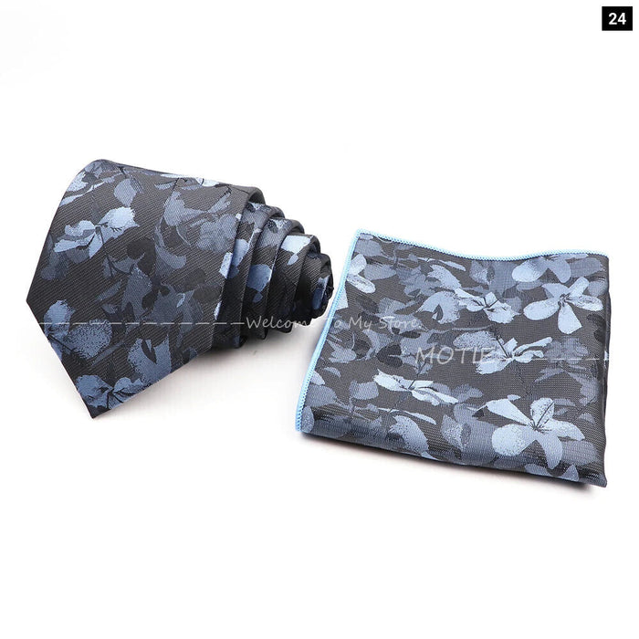 Floral Pocket Square Tie Set For Weddings Parties And Daily Wear