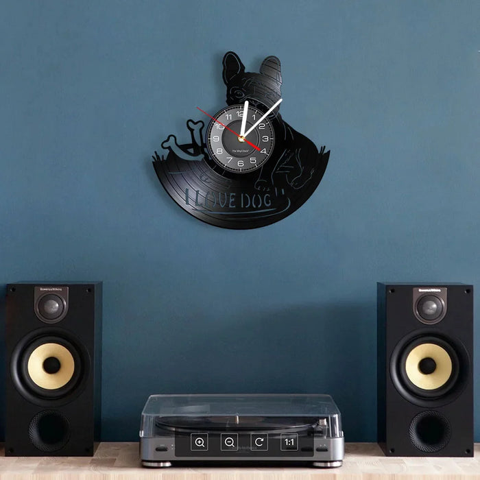 French Bulldog Vinyl Record Clock