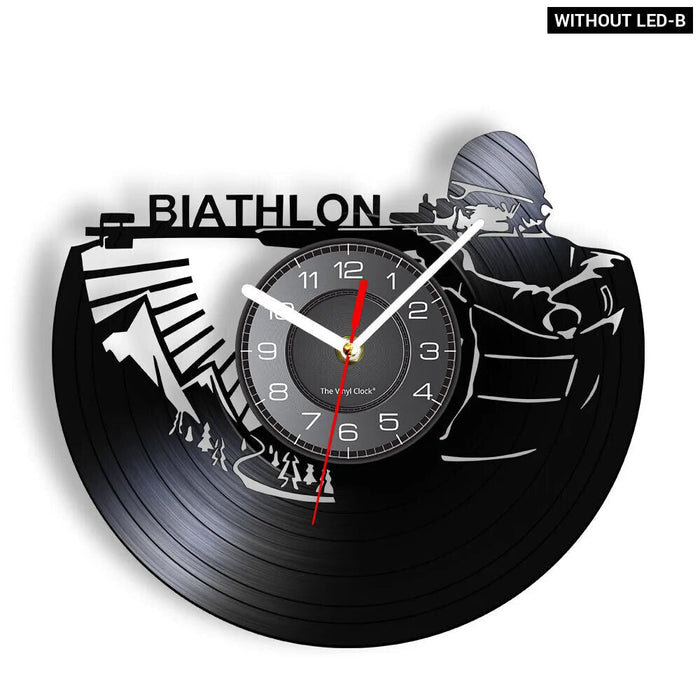 Sporty Winter Biathlon Vinyl Record Wall Clock