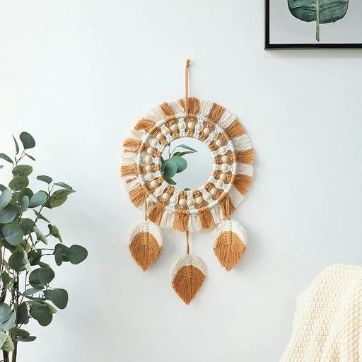 Round Macrame Fringe Mirror For Home Decor