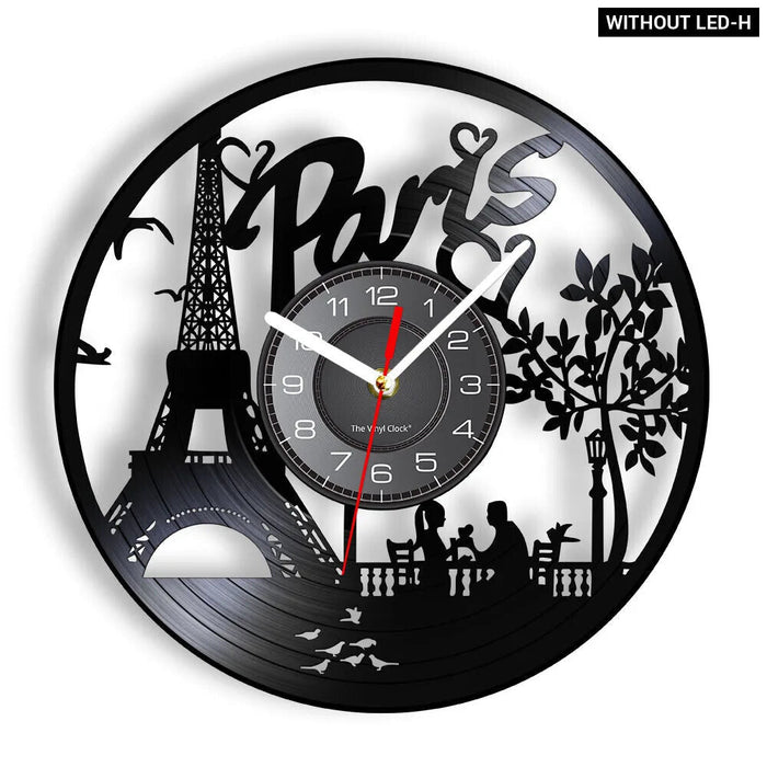 Paris Skyline Vinyl Record Wall Clock