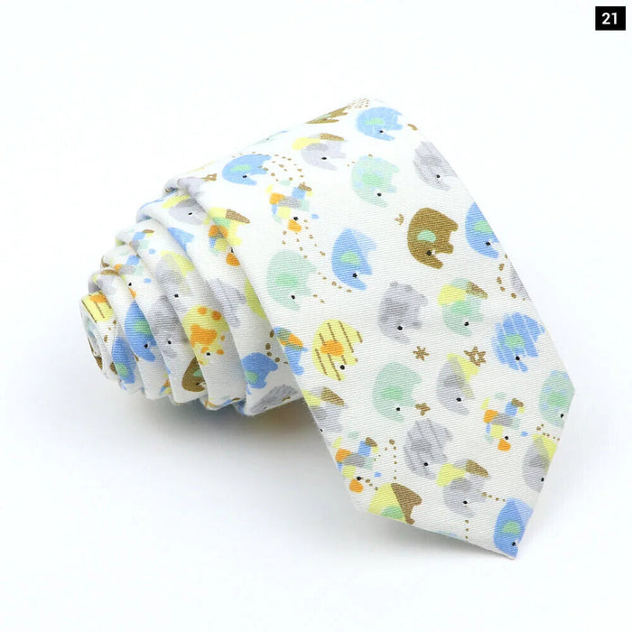 Cartoon Neck Ties For Men Slim Casual Cotton For Weddings And Parties