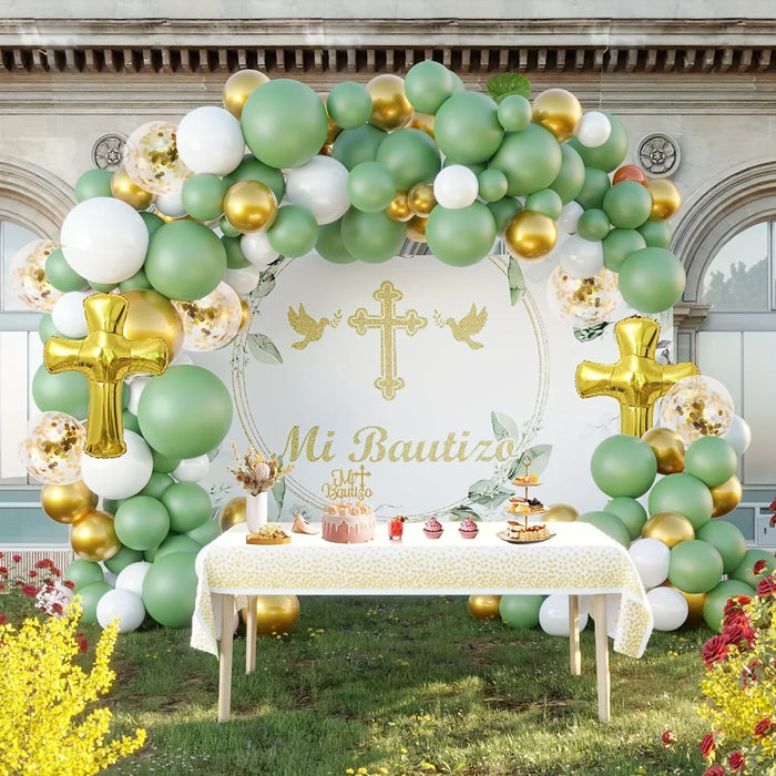 96Pcs First Eucharist Balloon Garland Arch Set Cross Balloon Suitable For God Blessed Baptist Birthday Party Shower Decoration