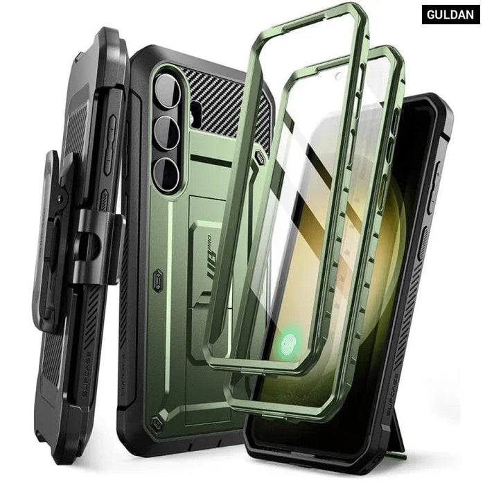 For Samsung Galaxy S24 Plus 6.7" Ub Pro Full-Body Dual Layer Rugged Belt-Clip Case With Built-In Screen Protector