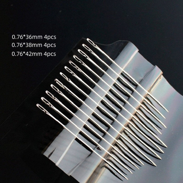 12/24/36Pcs Blind Needles Sewing Stainless Steel Elderly Needle Side Holes No Need For Threading Manual Household Diy Jewelry