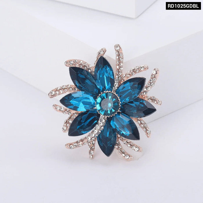 Sparkling Lotus Brooch Pin Womens 6 Colour Crystal Flower Lapel Pin For Clothing