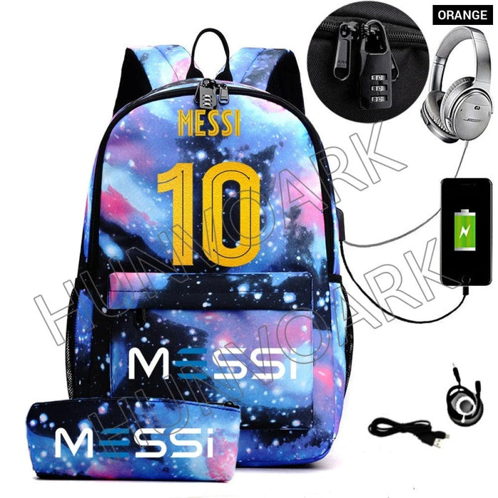 Unisex Messi Casual 15.6 Inch Laptop Back Light Anti Theft School Bag