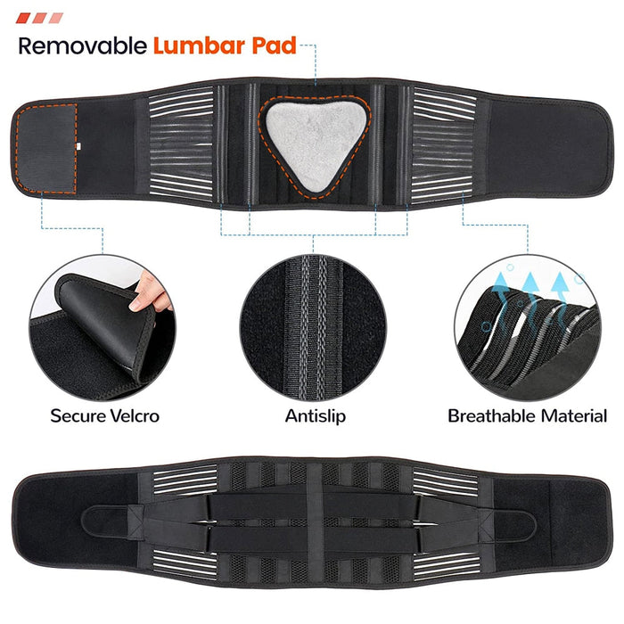 Breathable Lumbar Back Waist Support Belt With 6 Stays for Heavy Lifting Lower Back Pain Relief