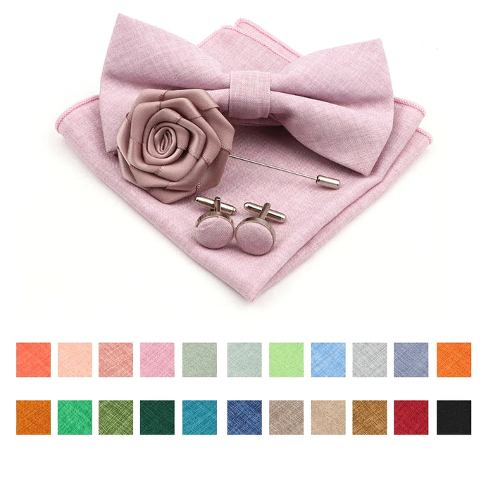 Design Cotton Handkerchief Set Adult And Kids Butterfly Bowtie Cufflink Brooch Party Suit Accessories