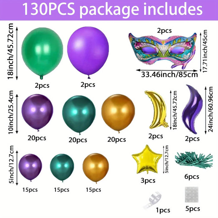 130Pcs Carnival Balloon Garland Arch Set Mask Balloon Suitable For Decorating Carnival Parties Carnival Birthdays Party Supplies