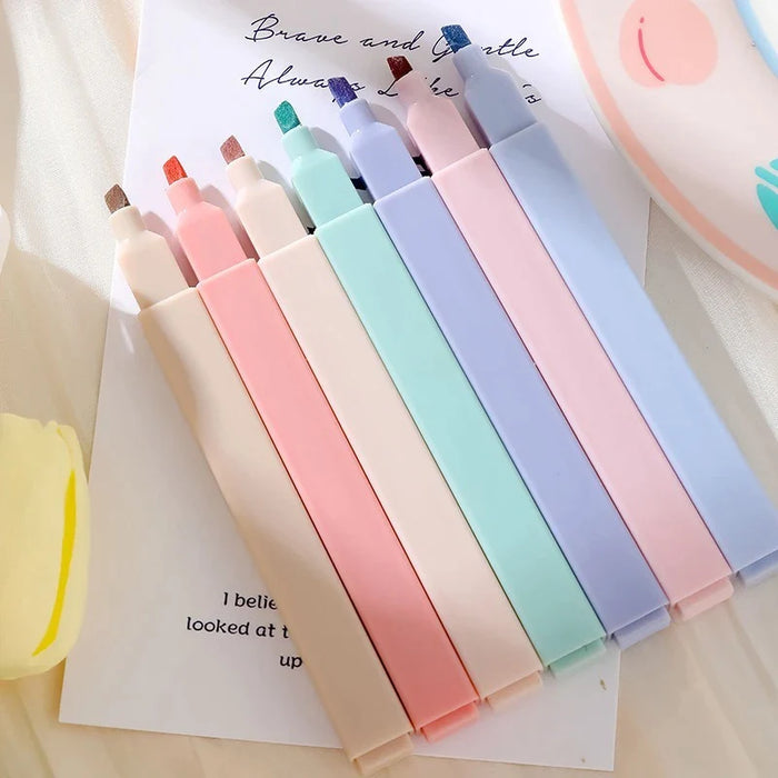 6 Piece Pastel Highlighter Set Kawaii Stationery