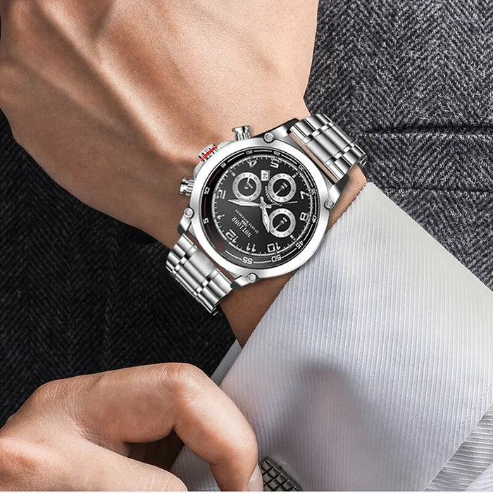 Fashion Mens Sports Watches for Men Business Stainless Steel Quartz Wrist Watch Luxury Man Casual Waterproof Luminous Clock