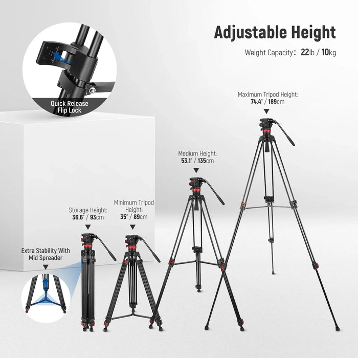 Adjustable Damping Fluid Head Tripod For Dji Rs 74 Pro Video Stand