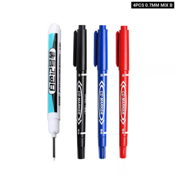 White Permanent Paint Pen Set For Multiple Surfaces 0.7Mm Tip