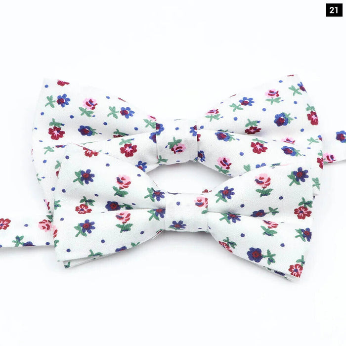 Colourful Floral Bow Ties Fashionable Cotton For Weddings And Parties