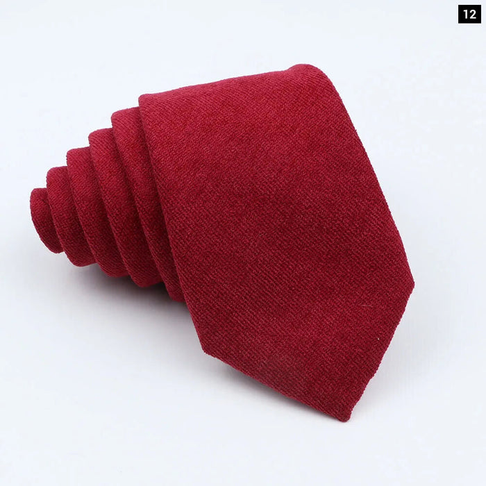 Colourful Cotton Corduroy Neck Tie 7Cm Skinny Wedding Party Tuxedo Accessory