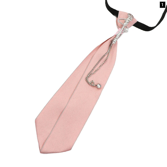 2 Pcs Pink Sage Green Ribbon Brooch Tie Set For Men Women And School Uniforms