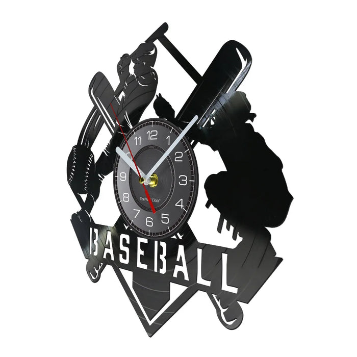 Baseball Hitter And Catcher Vinyl Record Wall Clock