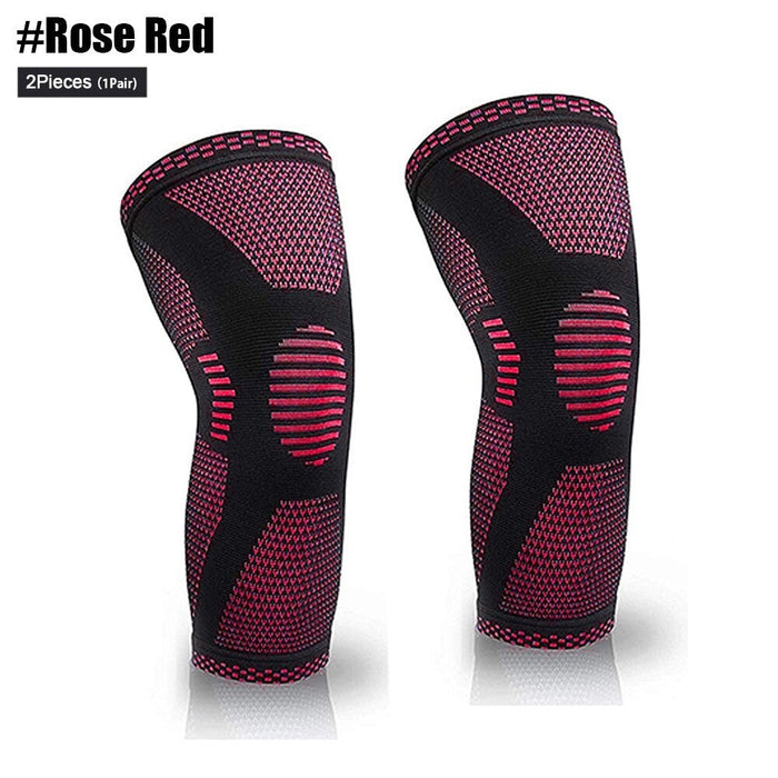 2 Pcs Elastic Nylon Sport Compression Knee Sleeves for Running Cycling