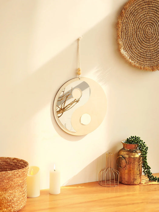 Yin Yang Wooden Mirror Wall Decor