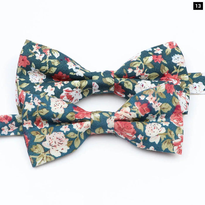 Colourful Floral Bow Ties Fashionable Cotton For Weddings And Parties