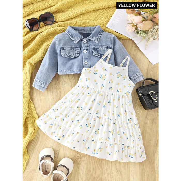 Baby Denim Coat Slip Skirt Set