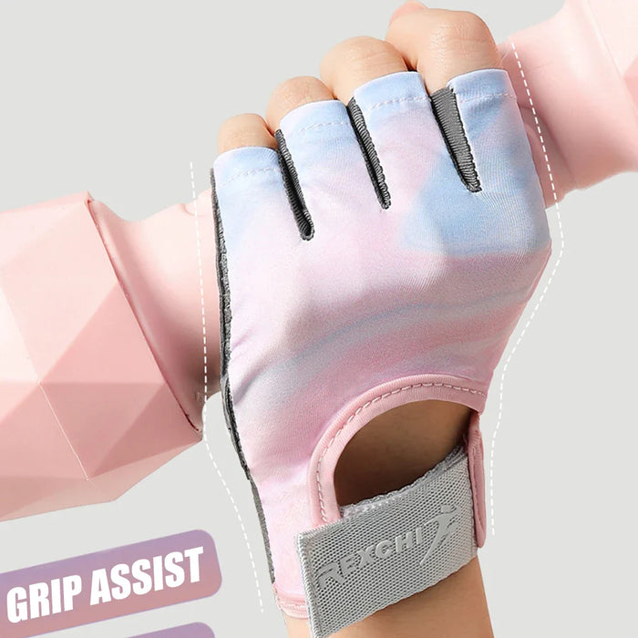 1 Pair Thin Breathable Non-Slip Half Finger Cycling Gloves For Women