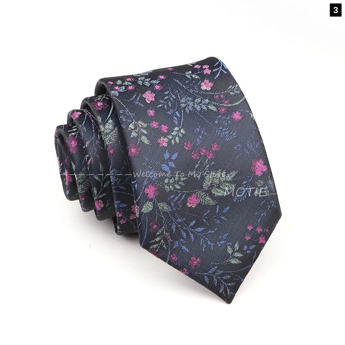 Blue Floral Jacquard Tie For Business Weddings And Daily Wear