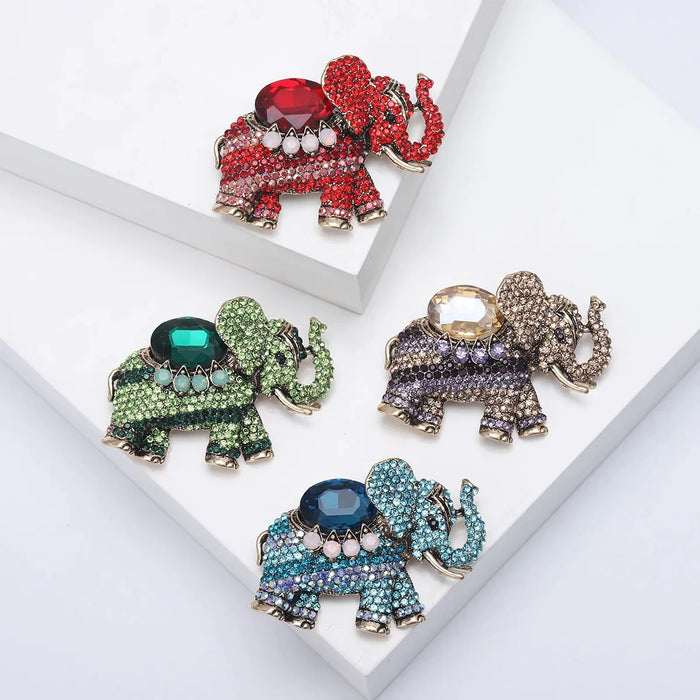 Elephant Brooch 4 Colours Rhinestone Animal Badge For Women Luxury Jewelry Accessory For Party Or Office Clothing