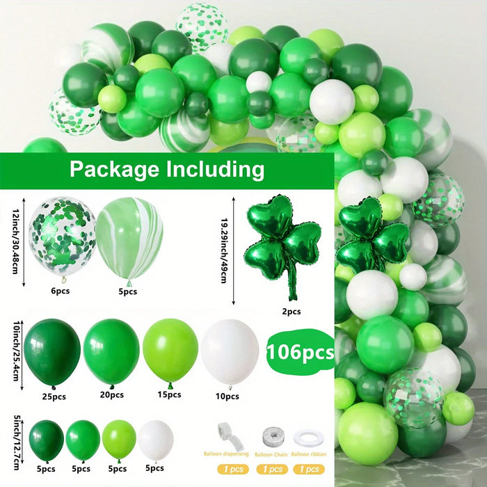 106Pcs Fortune Grass Theme Arch Garland Set Suitable For Shamrock Theme Birthday Party Engagement Wedding Decoration