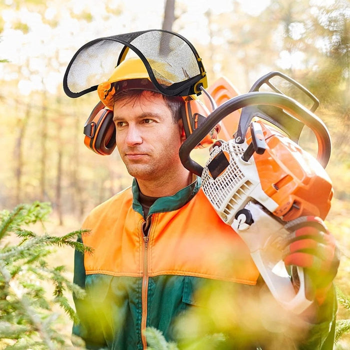 Safety Mask with Mesh Visor for Chainsaw Trimmer Pole Pruner