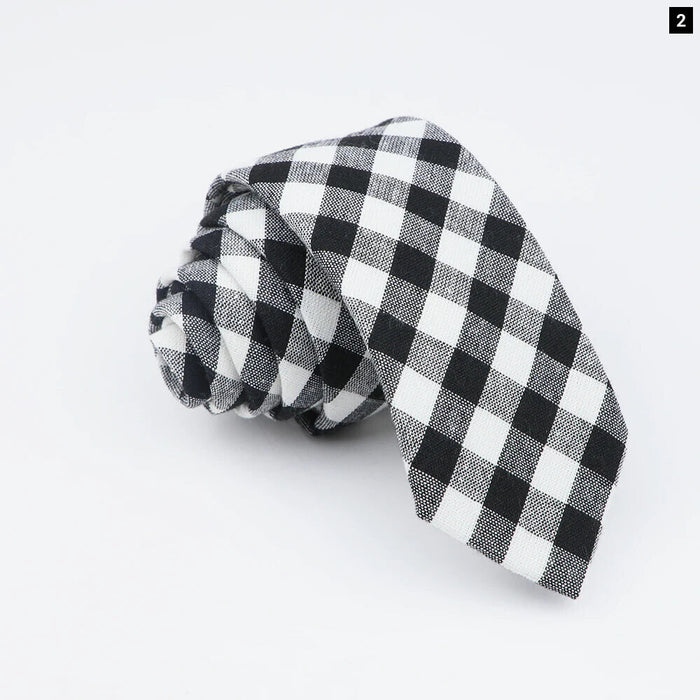 Mens Soft Cotton Striped Plaid Tie Blue Pink Business Wedding Accessory