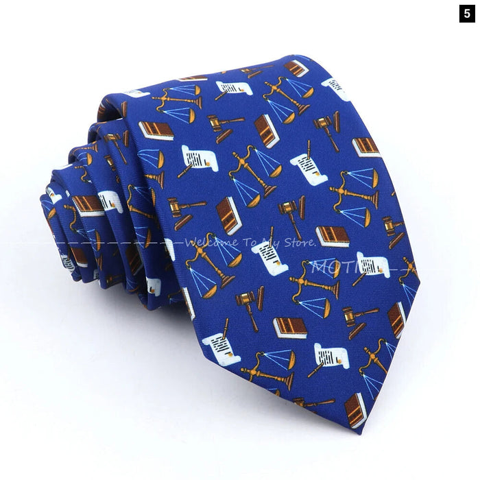 Musical Geometry Necktie Mens Blue Polyester Tie For Business And Party Wear