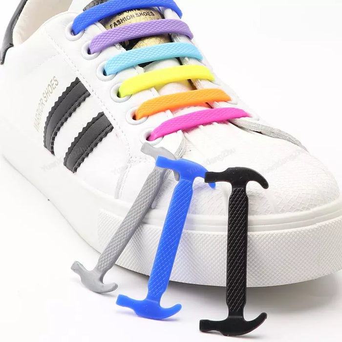 12Pcs Silicone No Tie Elastic Shoe Laces For Kids & Adults Shoes
