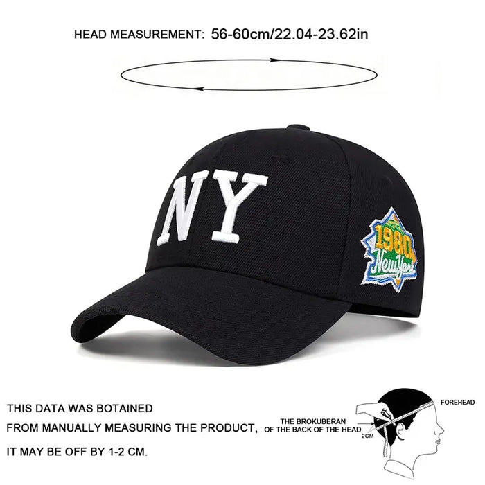 Ny Letter Embroidered Baseball Cap / Hat For Outdoor Wear