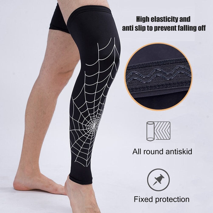 1 Piece Spiderweb Pattern Leg Compression Knee Sleeve For Cycling Running Basketball Football