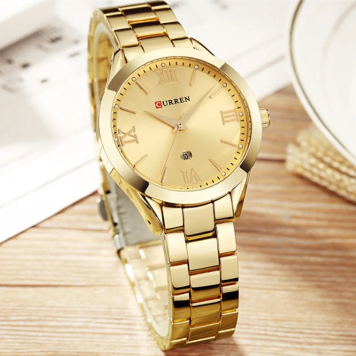 Stainless Steel Dress Women Watches Calendar Analog Quartz Female Clock