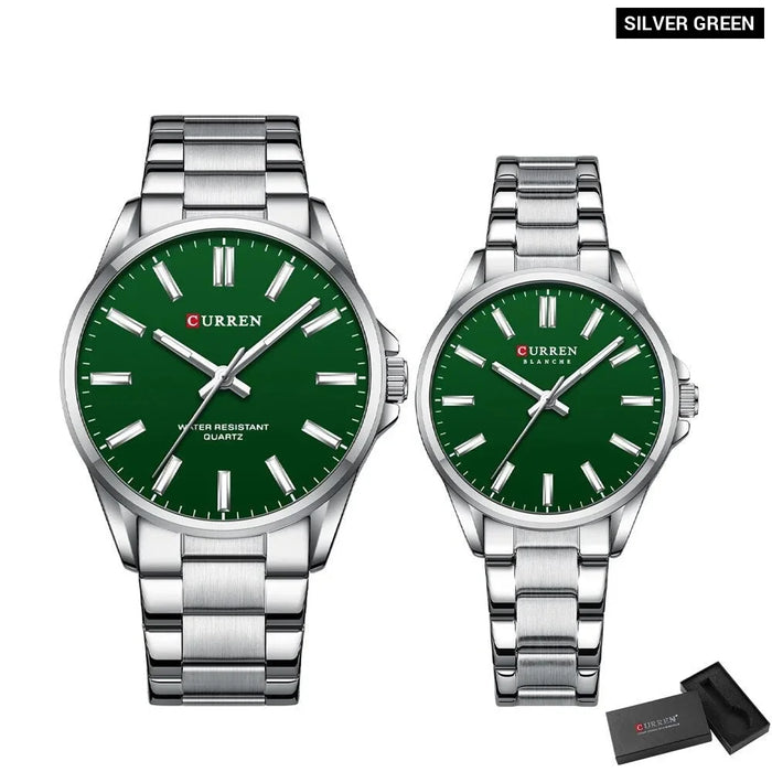 Fashion Brand Couple Watches For Lovers Classic Quartz Stainless Steel Bracelet Wristwatches With Luminous Hands