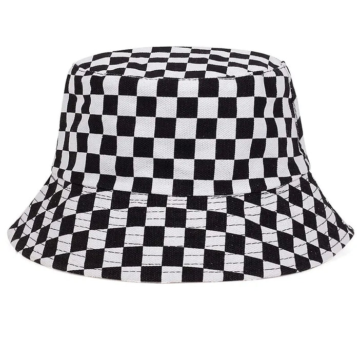 Checkered Bucket Hat For Outdoor Sun Protection